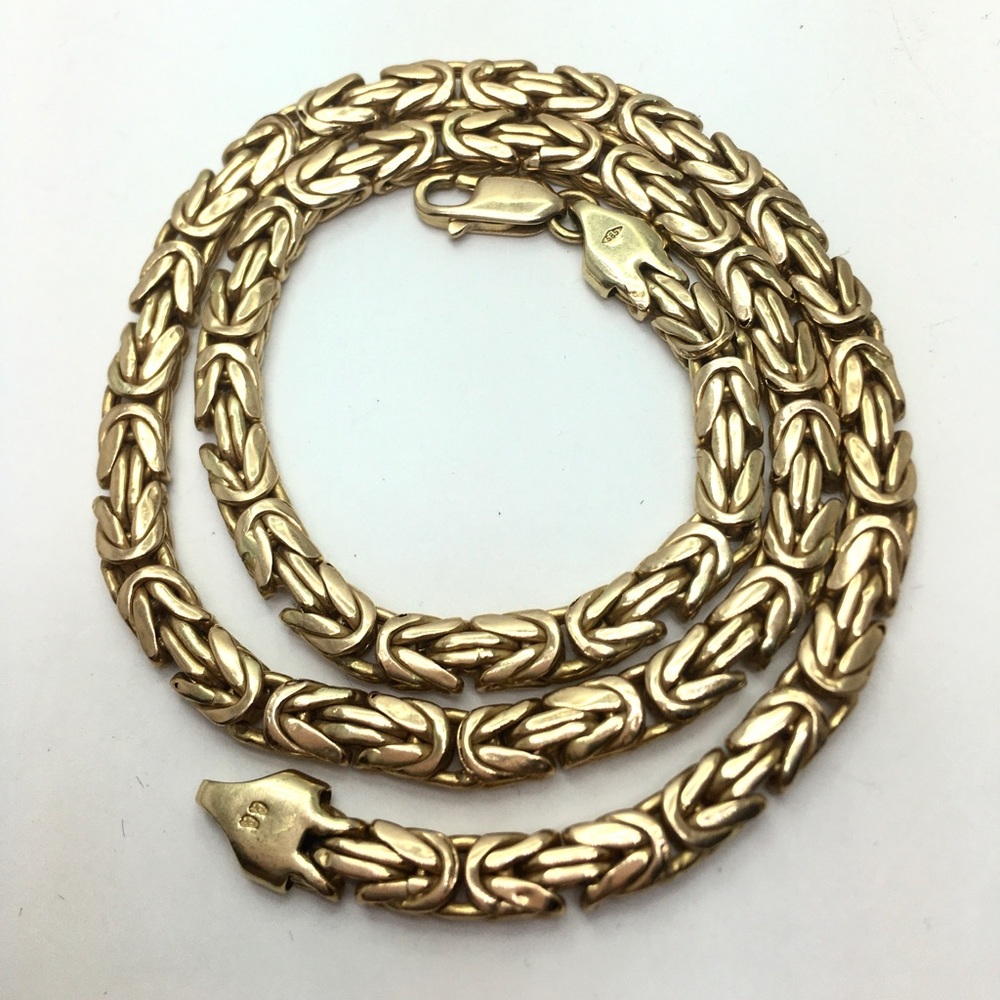Vintage estate 14k Gold Byzantine Link Chain necklace 17.75”L